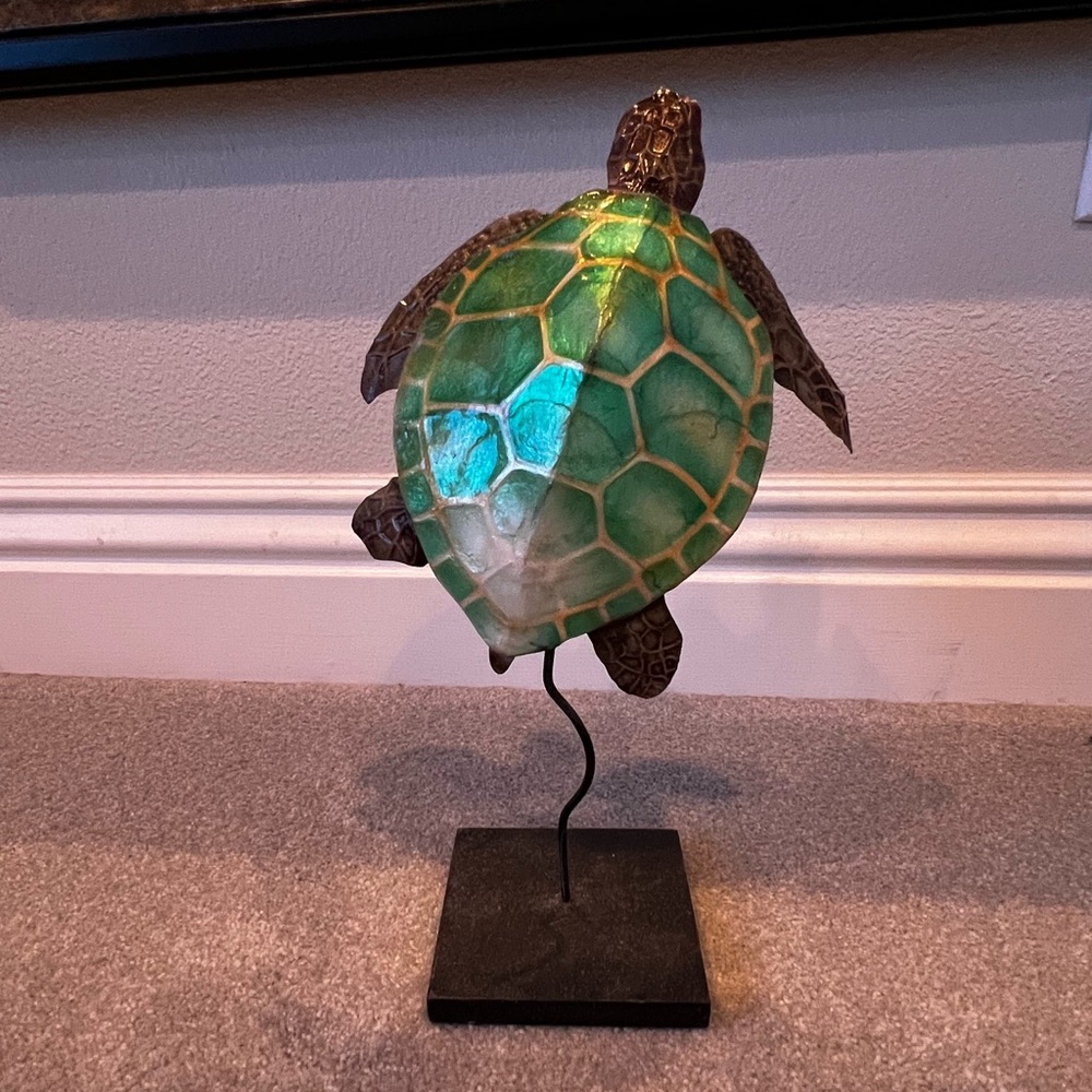 Vintage Metal Sea Turtle Statue Art Decor Accent Piece